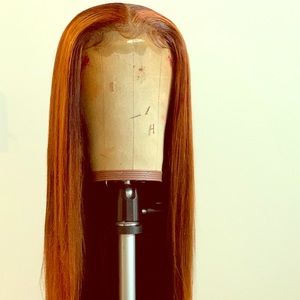 24 inch copper chocolate brown wig hand sewn